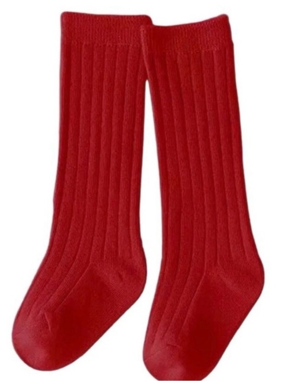 New  XS cotton knee high socks true red 0-6 months, 5-9 years